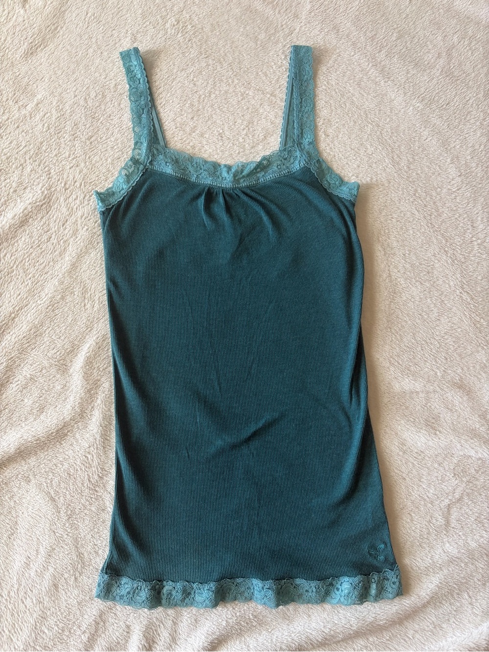 Lace-Trim Tank Top in Teal